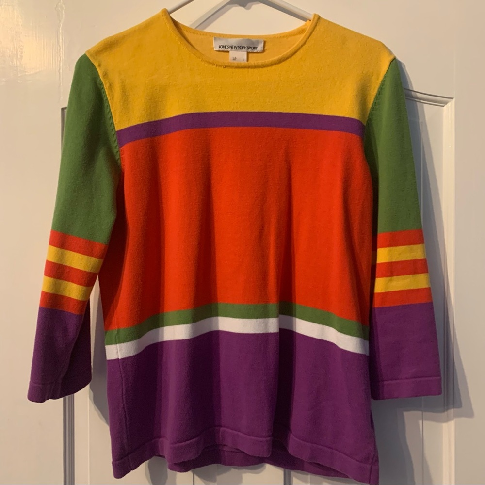 Jones New York Sport Color Block Pullover Top Size L